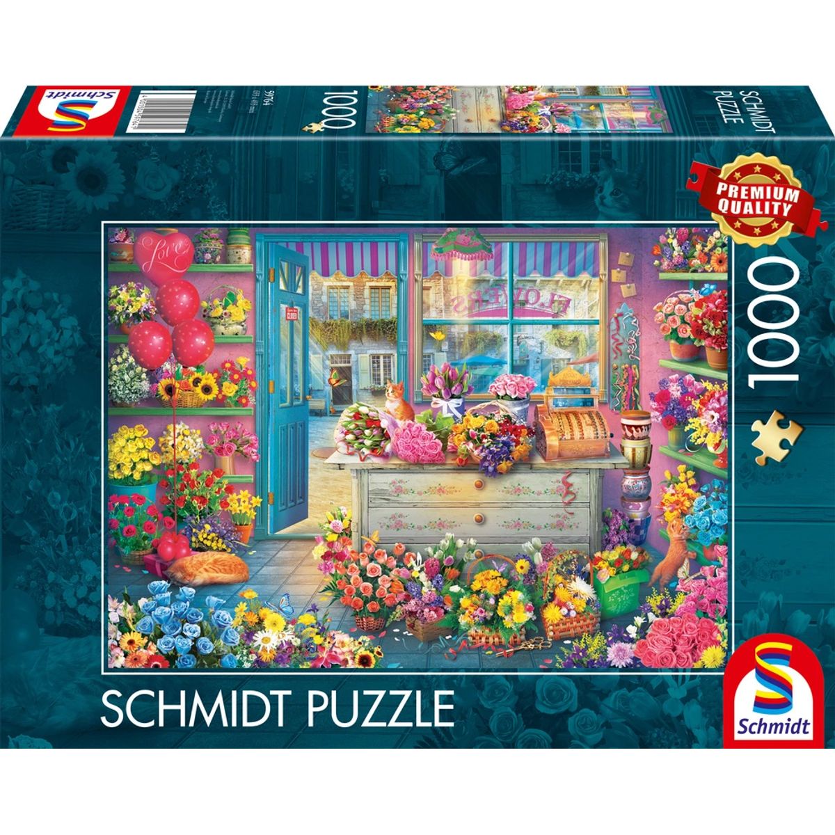 Puslespil Colourful flower shop 1000 brikker