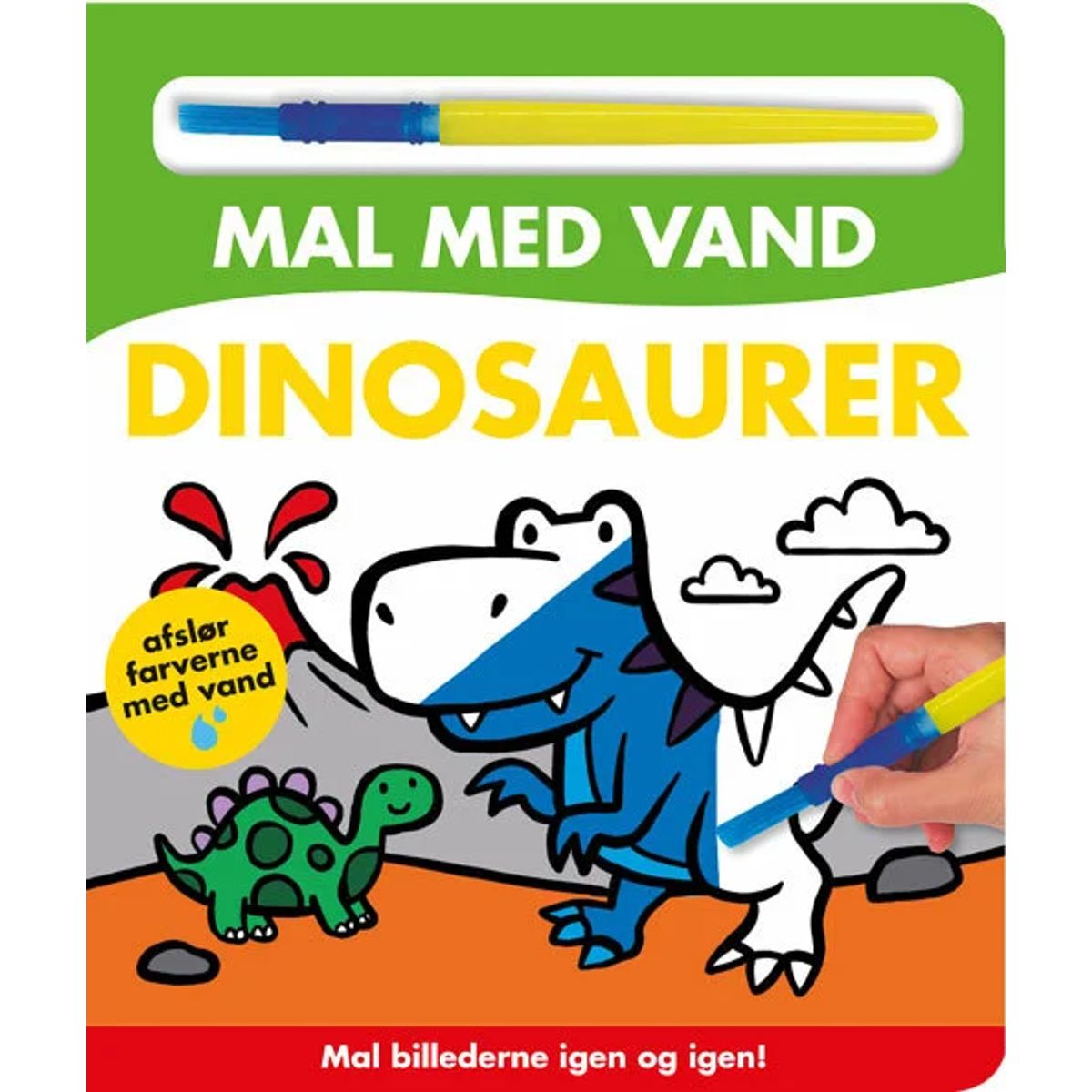 Mal med vand - Dinosaurer (papbog med pensel - farvelæg igen og igen)