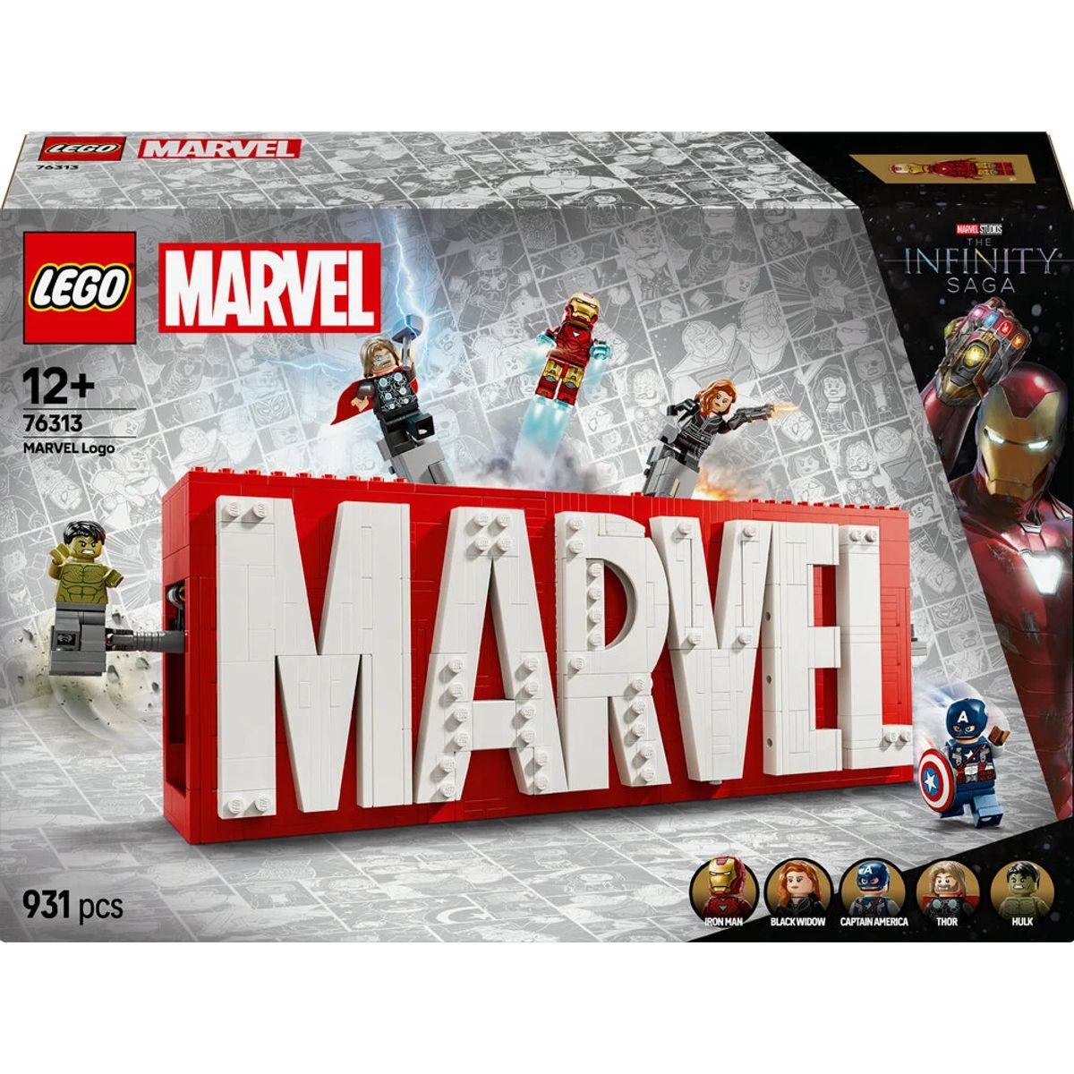 76313 LEGO Super Heroes Marvel MARVEL-logo og minifigurer