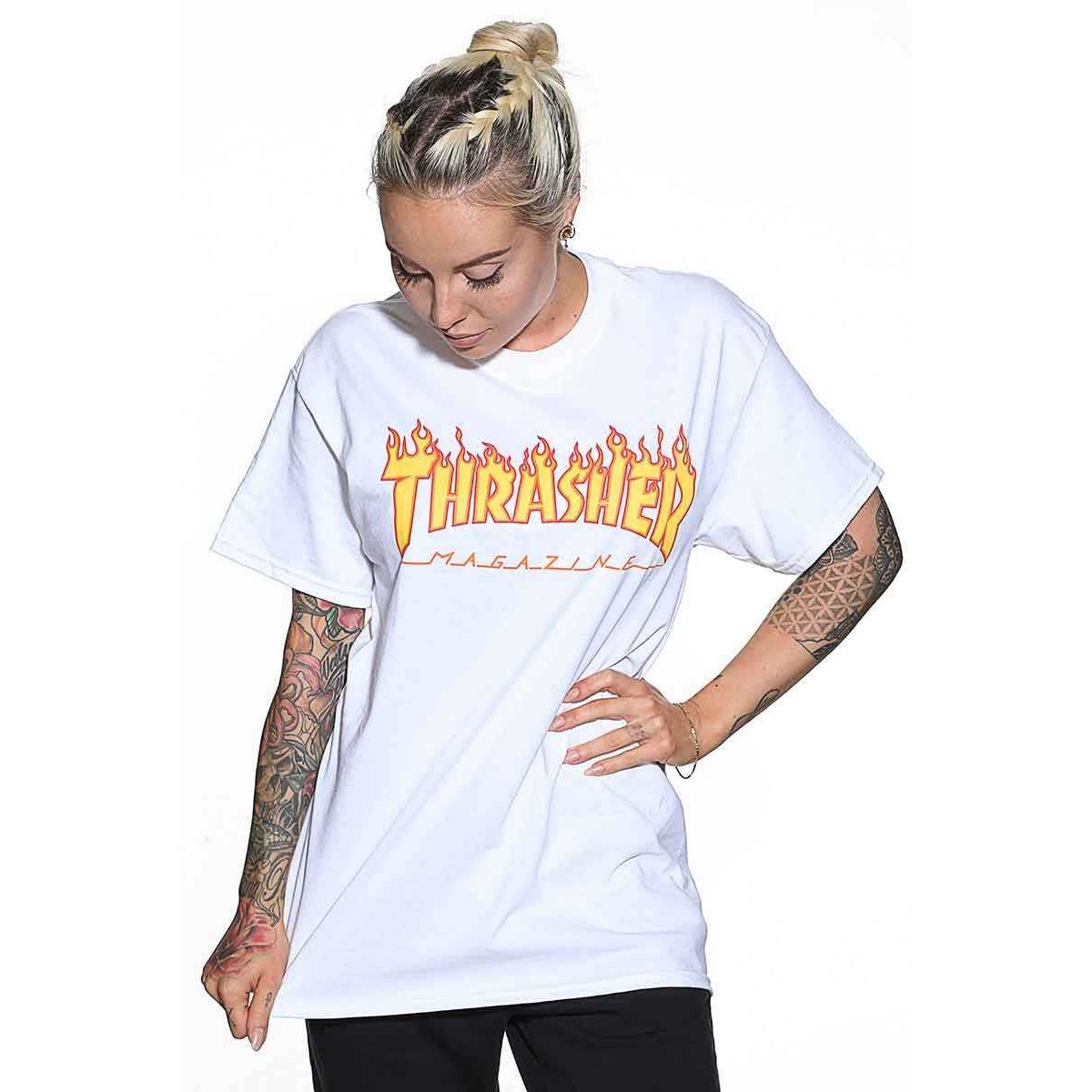 Thrasher Flame Kortærmet T-Shirt Hvid