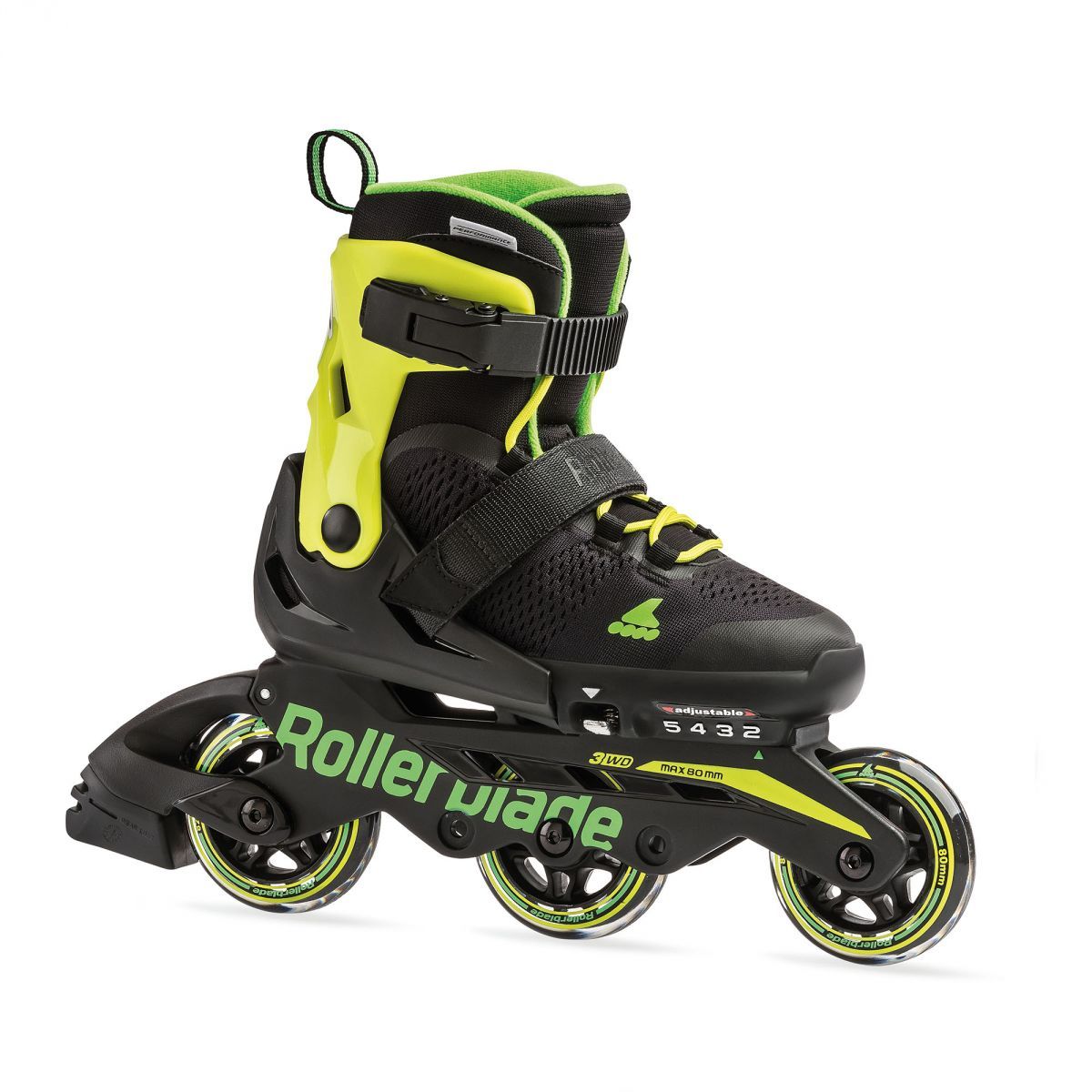 Rollerblade Microblade 3WD Justerbar Inline Rulleskøjte Sort/Lime Grøn