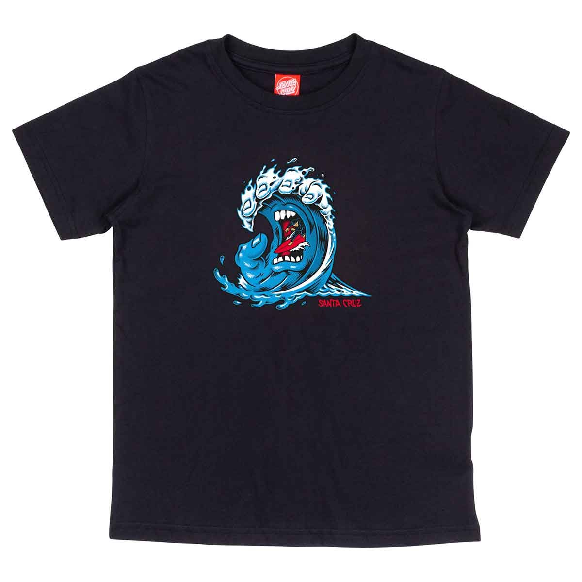 Santa Cruz Youth Screaming Wave Front T-Shirt Black