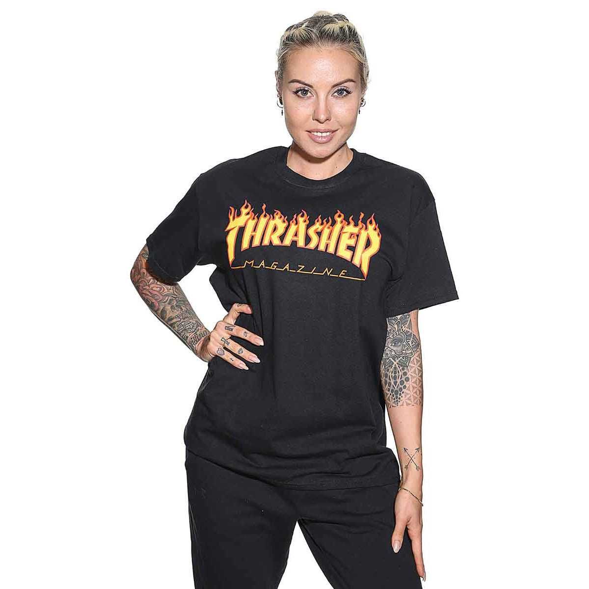 Thrasher Flame Kortærmet T-Shirt Sort