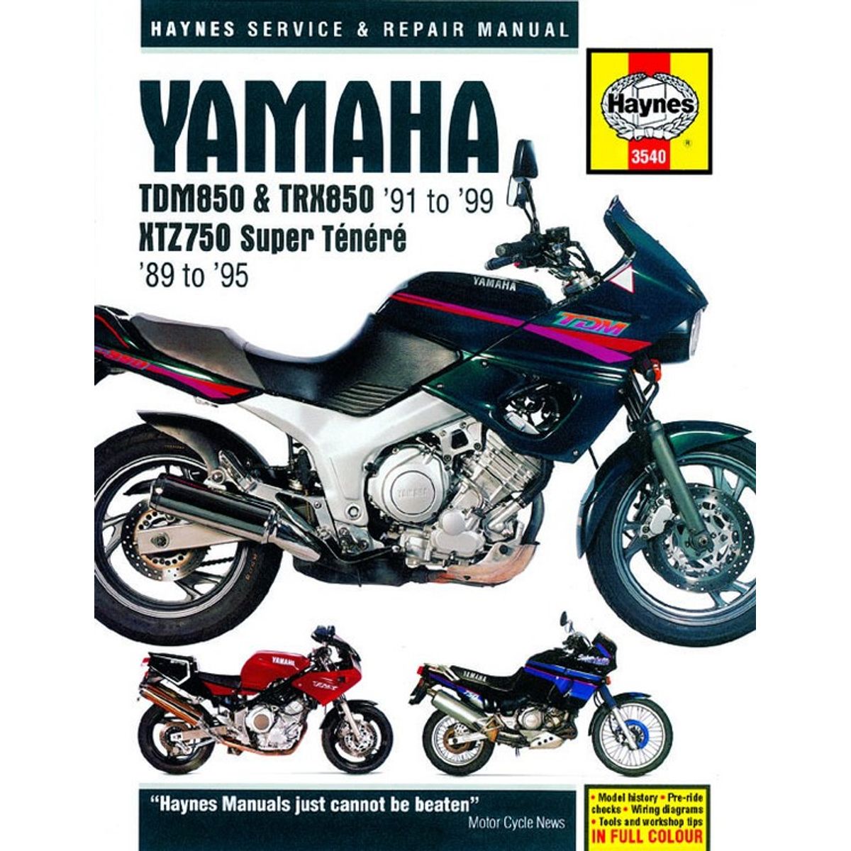 Haynes Service Manual Yamaha TDM850/TRX850(91-99) & XTZ750(89-95)