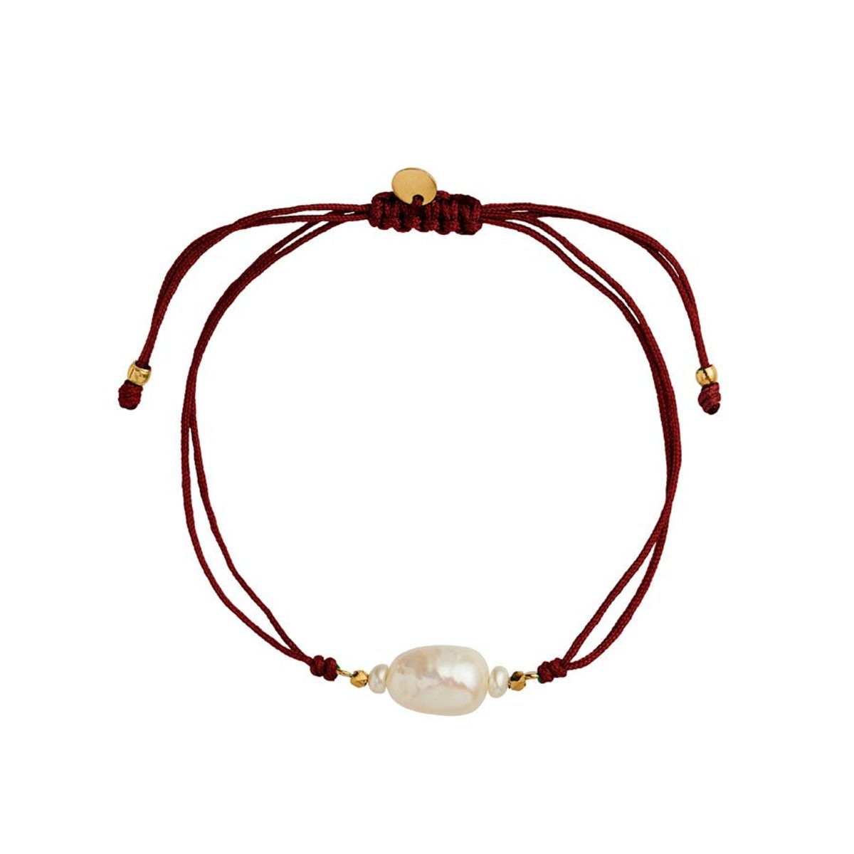 Baroque Pearl Berrie Bracelet bordeaux ribbon