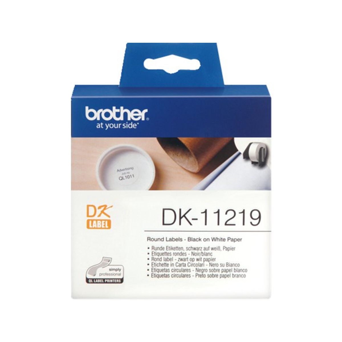 Brother DK11218 etiketlabel Ø24mm hvid 1000stk