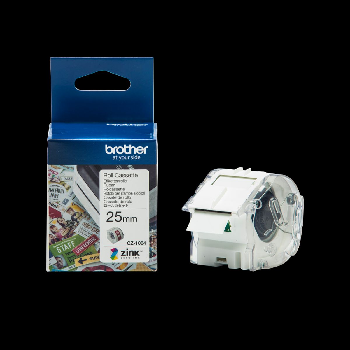 Brother CZ1004 labeletiketter 25mmx5m hvid