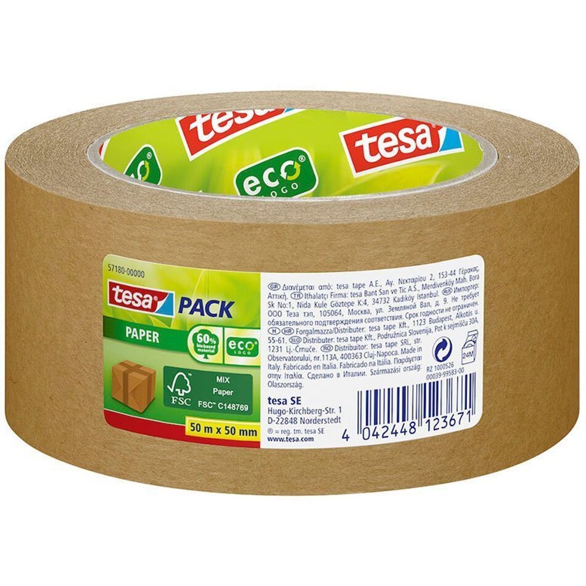 Tesa Pack Paper pakketape 50mmx50m brun