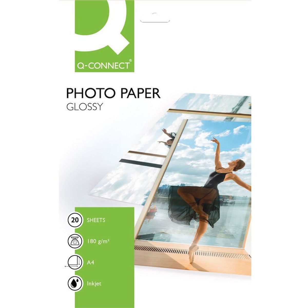 Q-connect glossy fotopapir A4 hvid 180 g