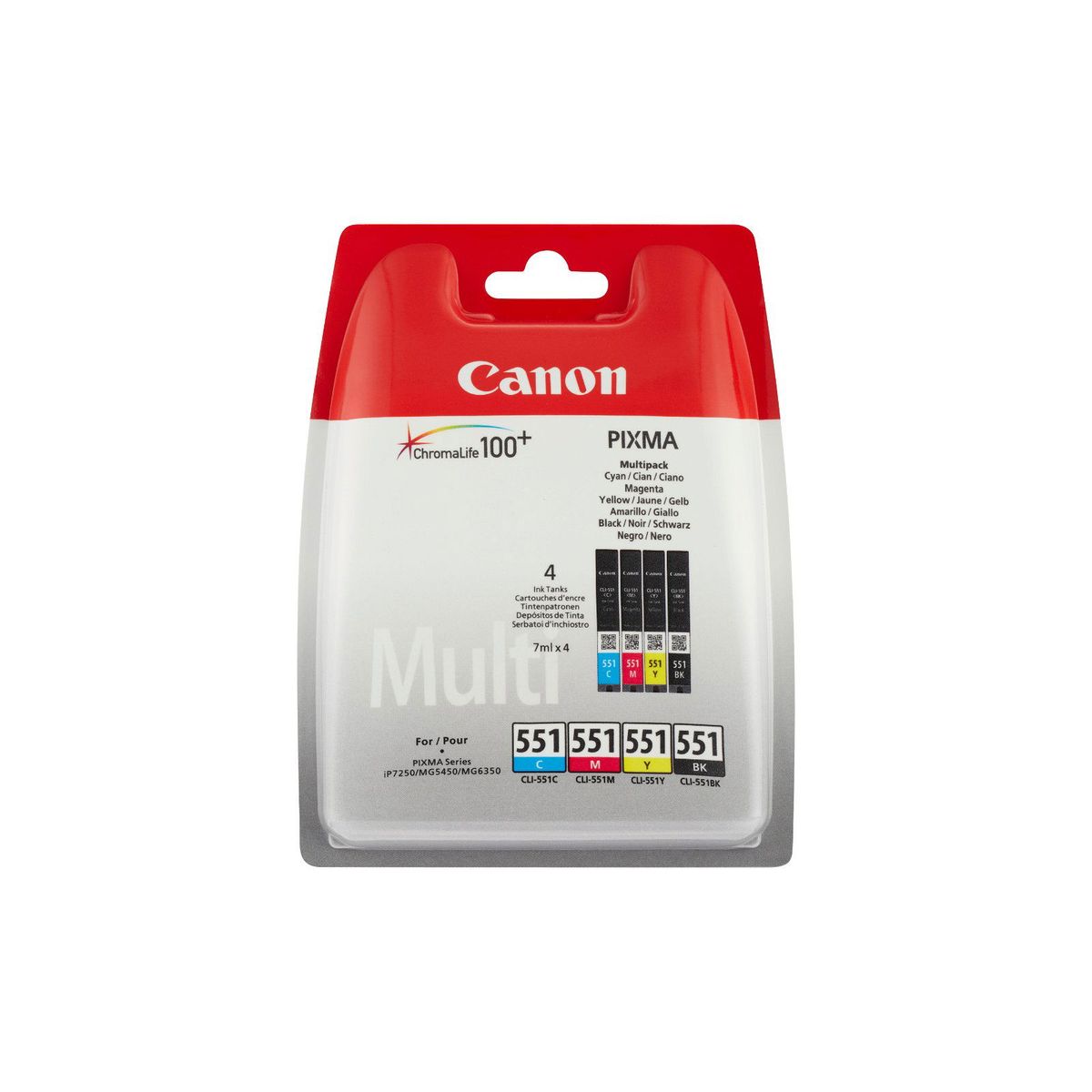 Canon CLI-551 CMYK Multipakke Blækpatron, 130 sider