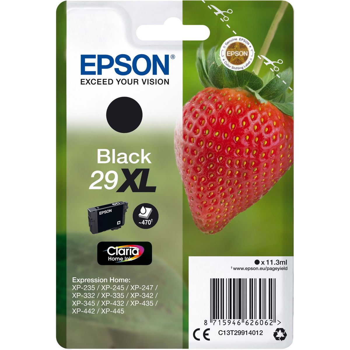 Epson 29XL C13T29914010 Sort Blækpatron, 470 sider