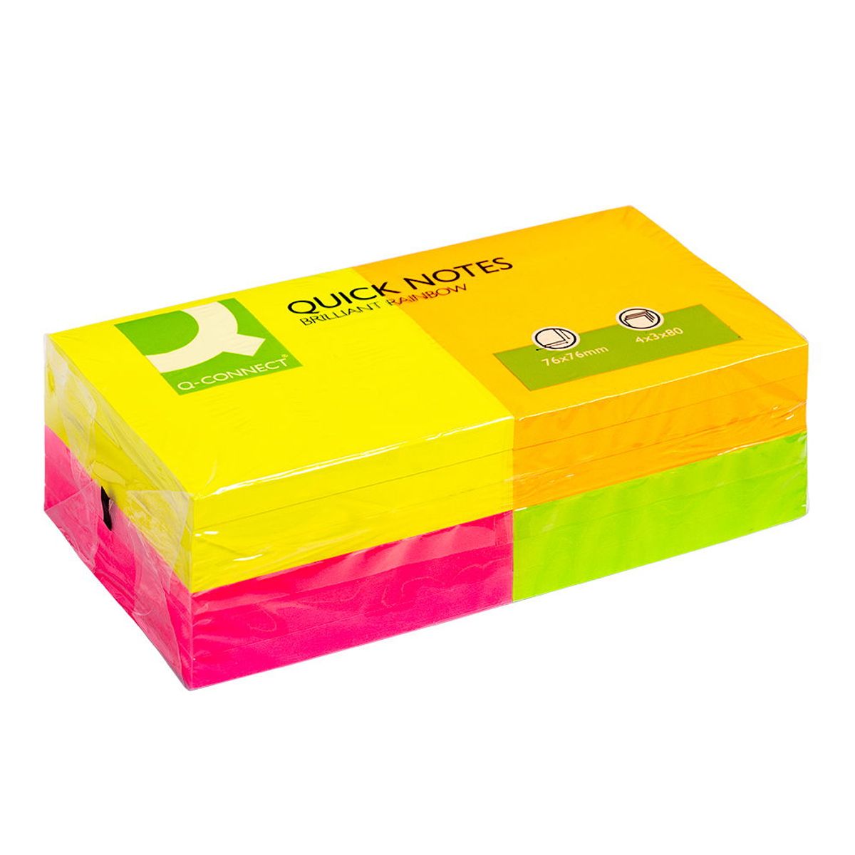 Q-connect notes 76x76mm rainbow 12stk