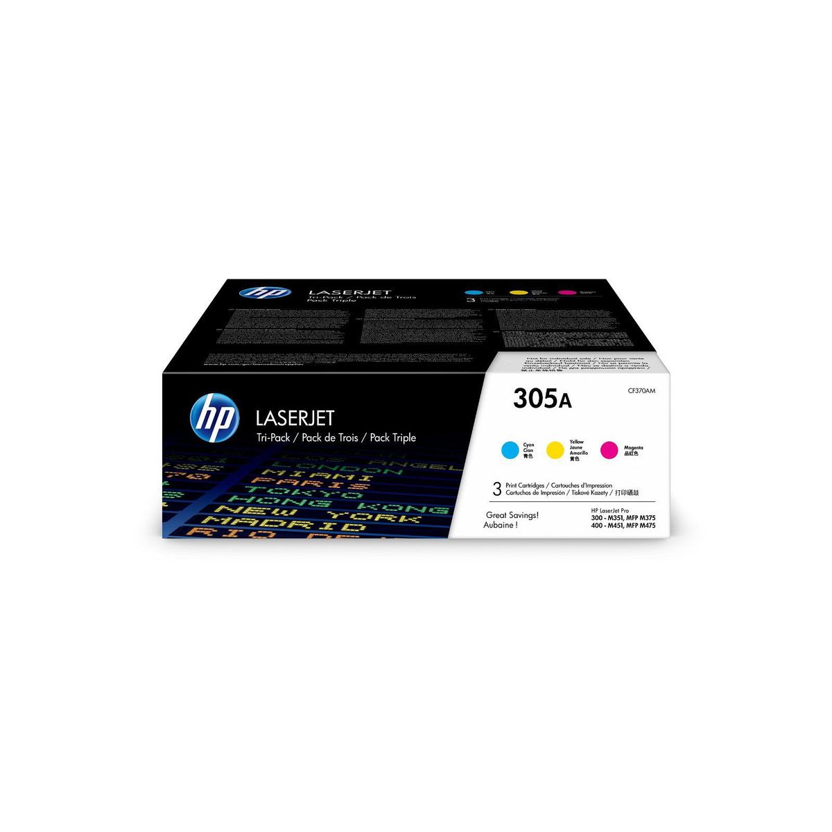 HP 305A CF370AM CMY Multipakke, 2.600 sider