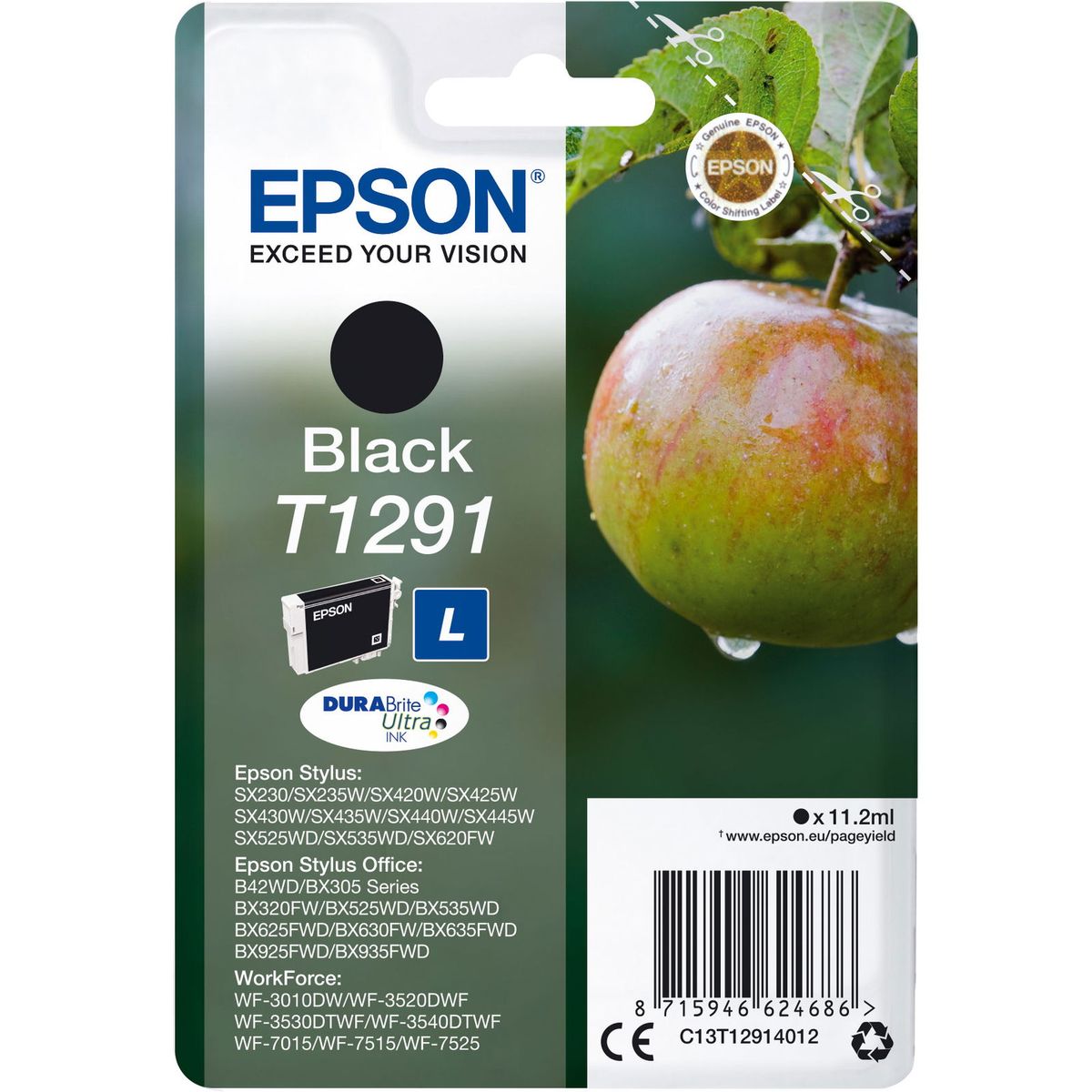 Epson T1291 C13T12914012 Sort Blækpatron, 380 sider