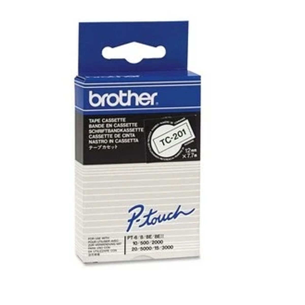 Brother TC-tape TC201 sort;hvid 12 mm x 7.7 m