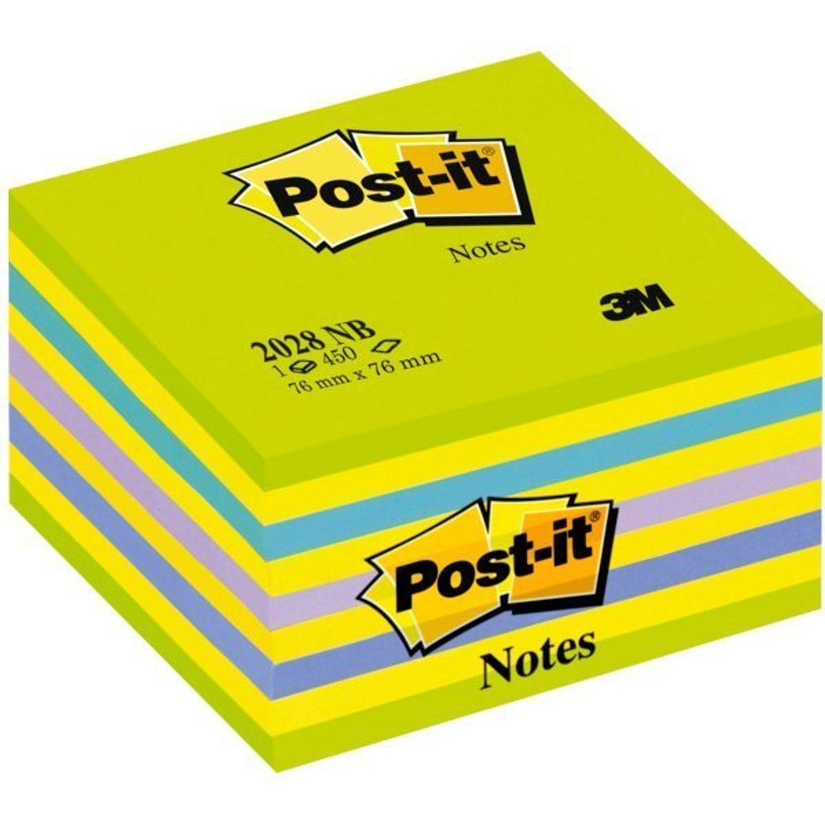 Post-it kubus notes 76 mm neonblagron 450 bl