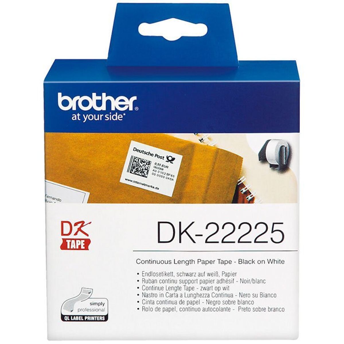 Brother etiketter 30.48 m DK22225, hvid