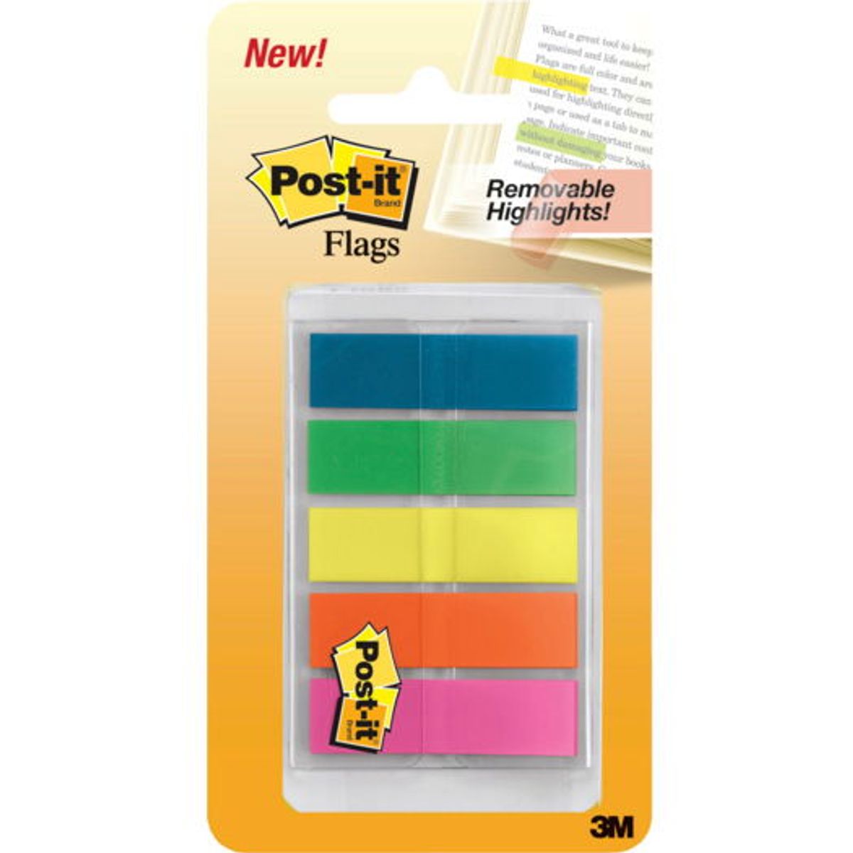 Post-it indexfaner 43.1 mm x 11.9 mm, flerfarvet;transparent