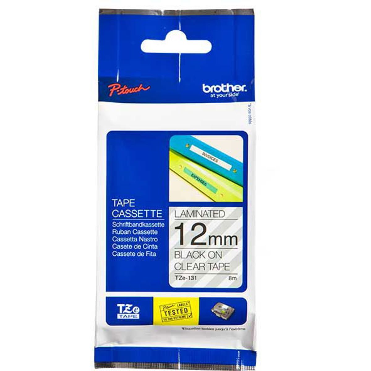 Brother TZe-tape TZE131 sort;klar 12 mm x 8 m