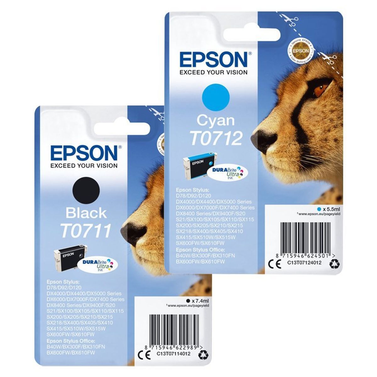 Epson T0714 C13T07144010 Gul Blækpatron, 480 sider