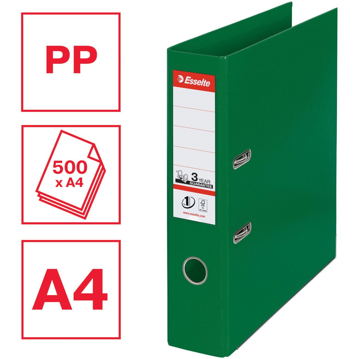 Esselte No. 1 brevordner A4 75 mm grøn