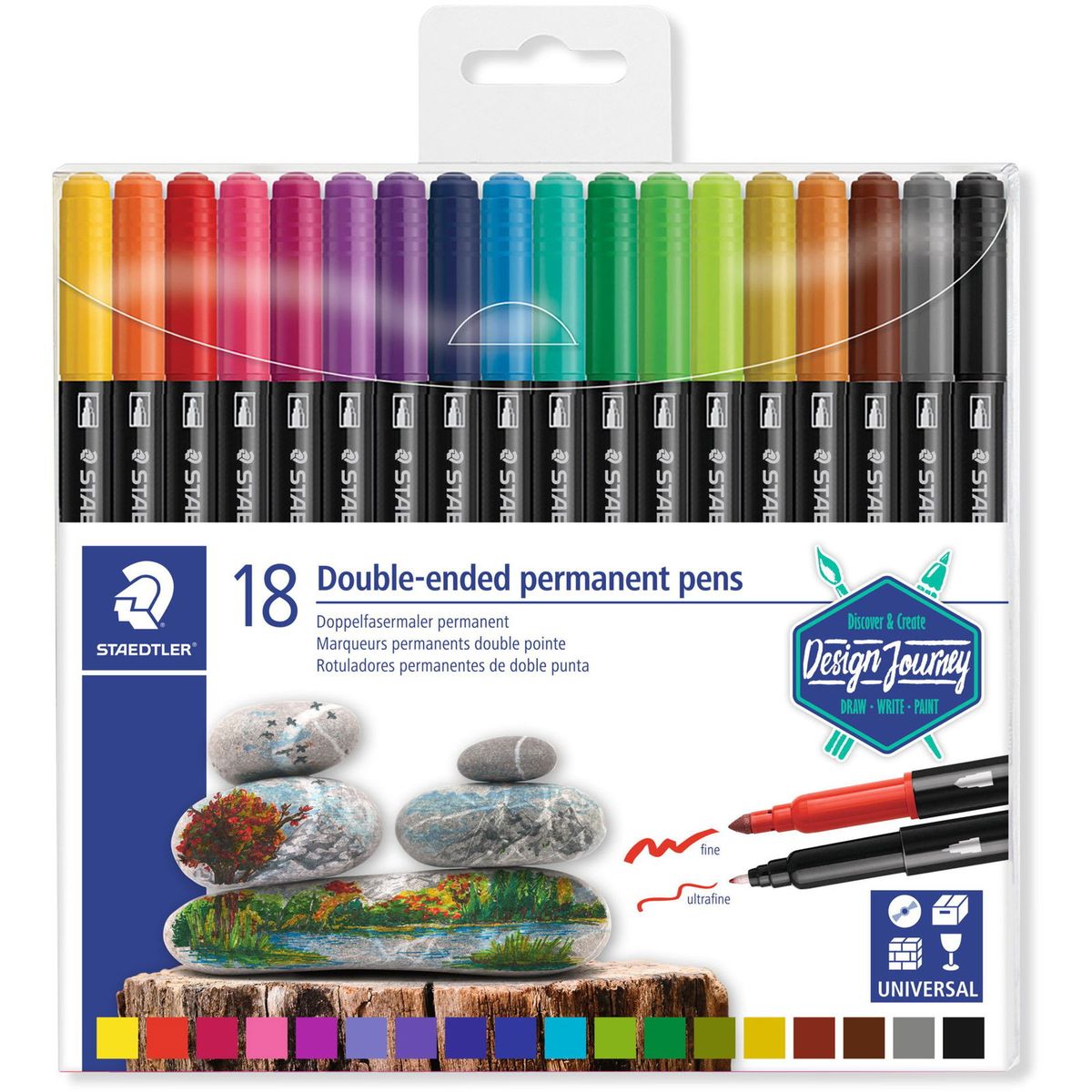 Staedtler Duo tusser 18 farver