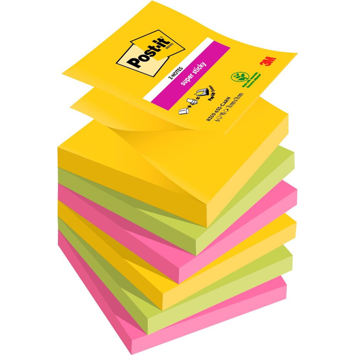 Post-it Super Sticky z-notes 76x76mm Carnival 6stk