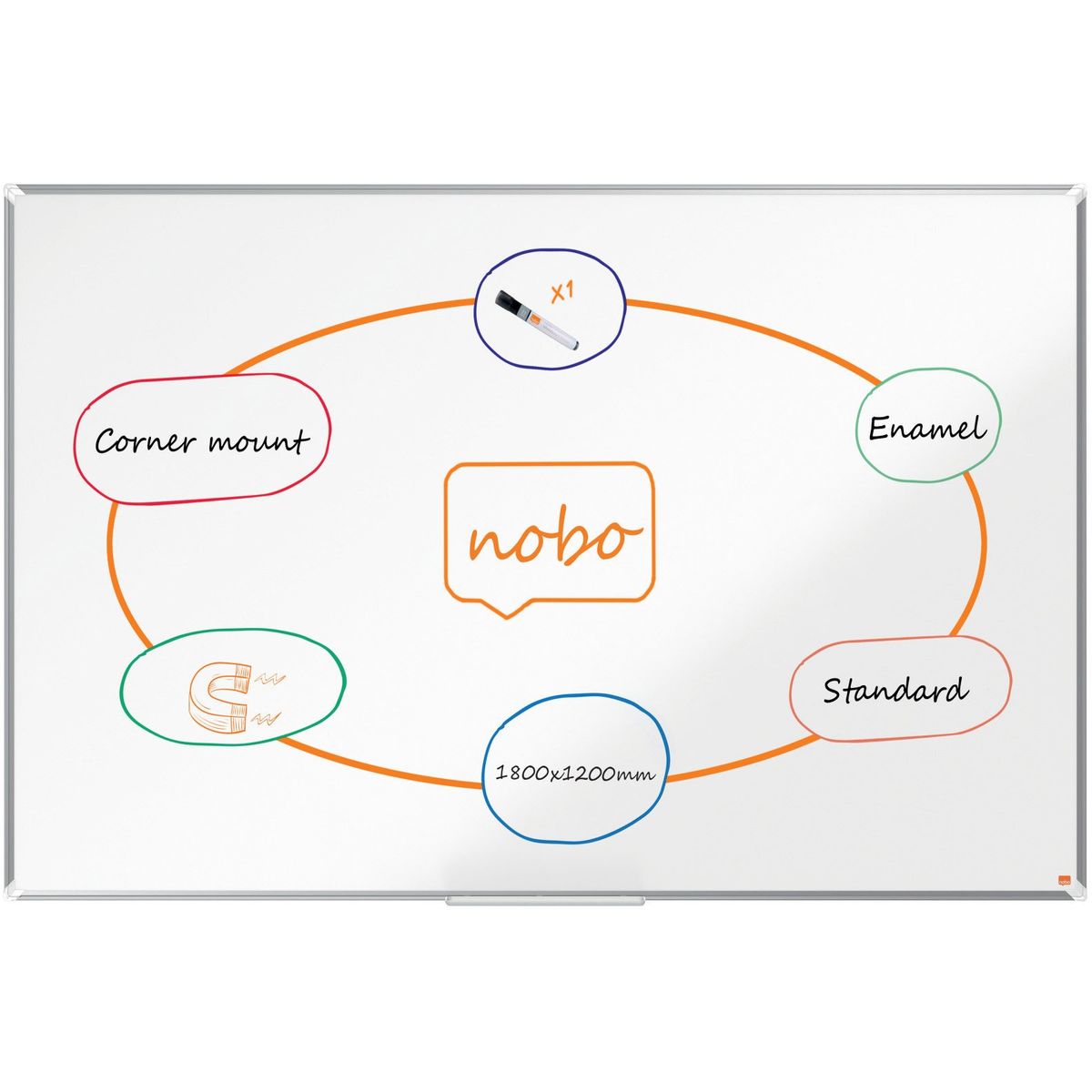 Nobo Premium Plus emaljeret whiteboard 180x120cm hvid