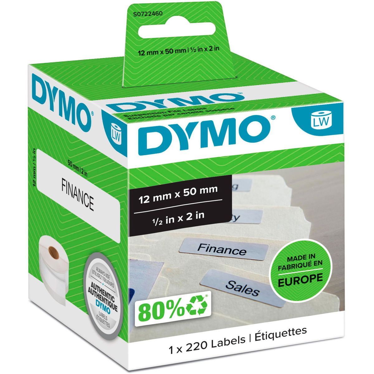 Dymo LabelWriter hængemappe-etiketter 50x12mm hvid