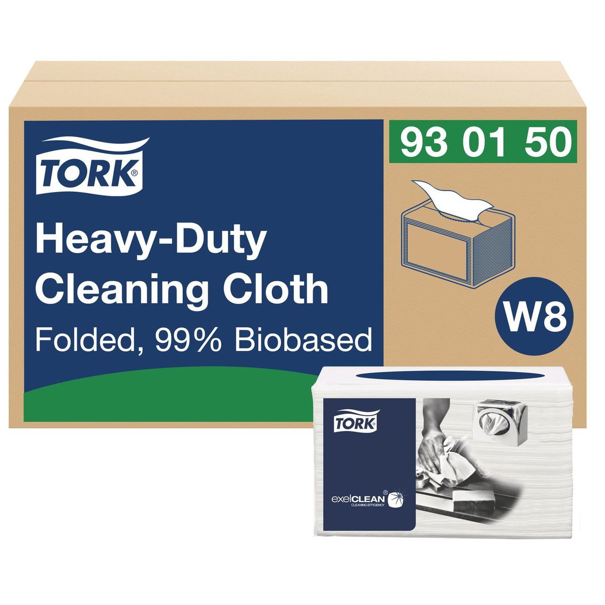 Tork 930150 Heavy-Duty W8 aftørringsklud hvid