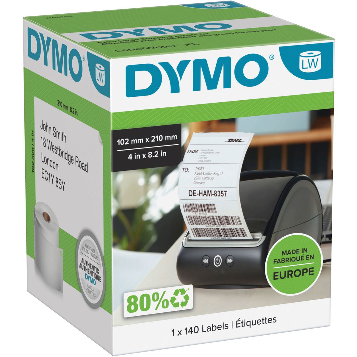 Dymo LabelWriter shippingetiketter 102x210mm hvid