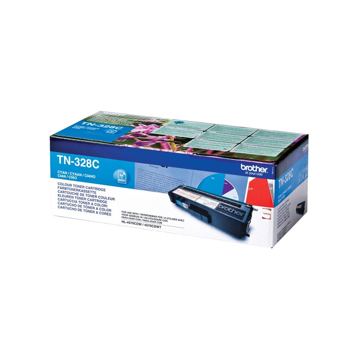 Brother TN-328C Cyan Lasertoner, 6.000 sider