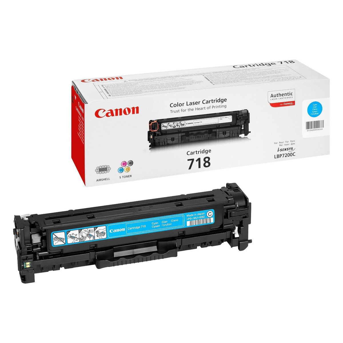 Canon 718C 2661B002AA Cyan Lasertoner, 2.900 sider