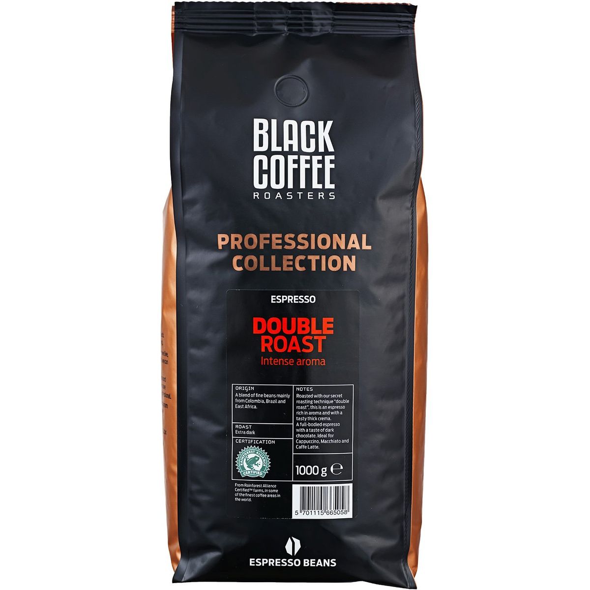 Black Coffee Double Roast kaffe hele bønner 1000g