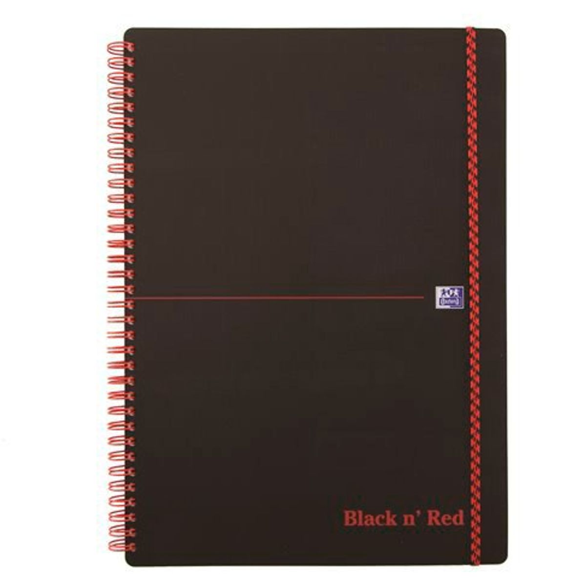 Oxford BlacknRed spiralblok PP A4 linjeret