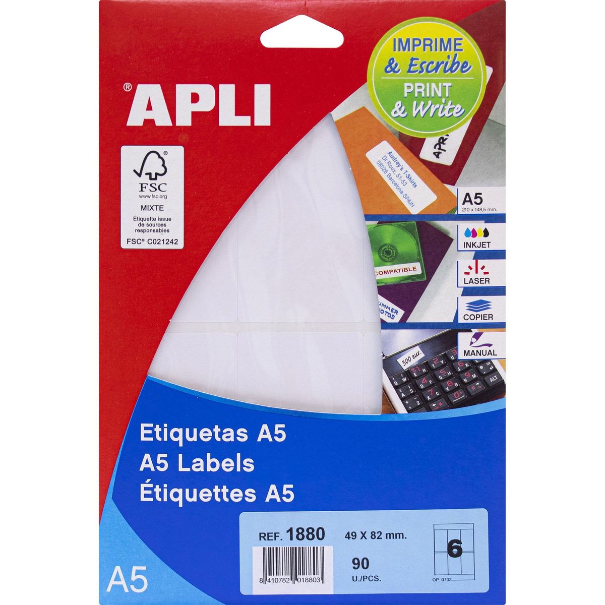 Apli Print & Write etiketter 53x82mm