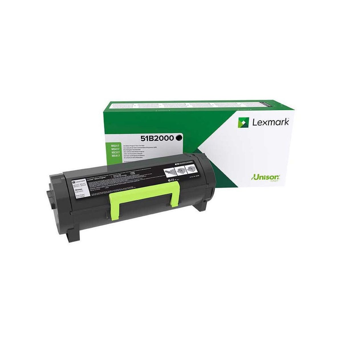 Lexmark 51B2000 Sort Lasertoner, 2.500 sider