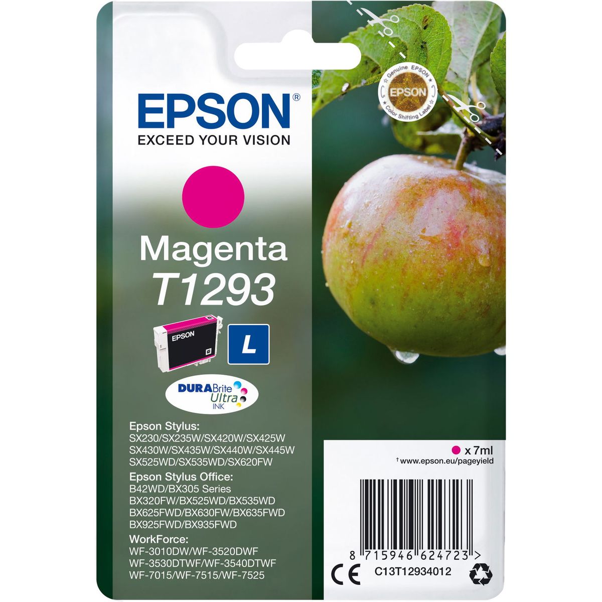 Epson T1293 C13T12934012 Magenta Blækpatron, 330 sider