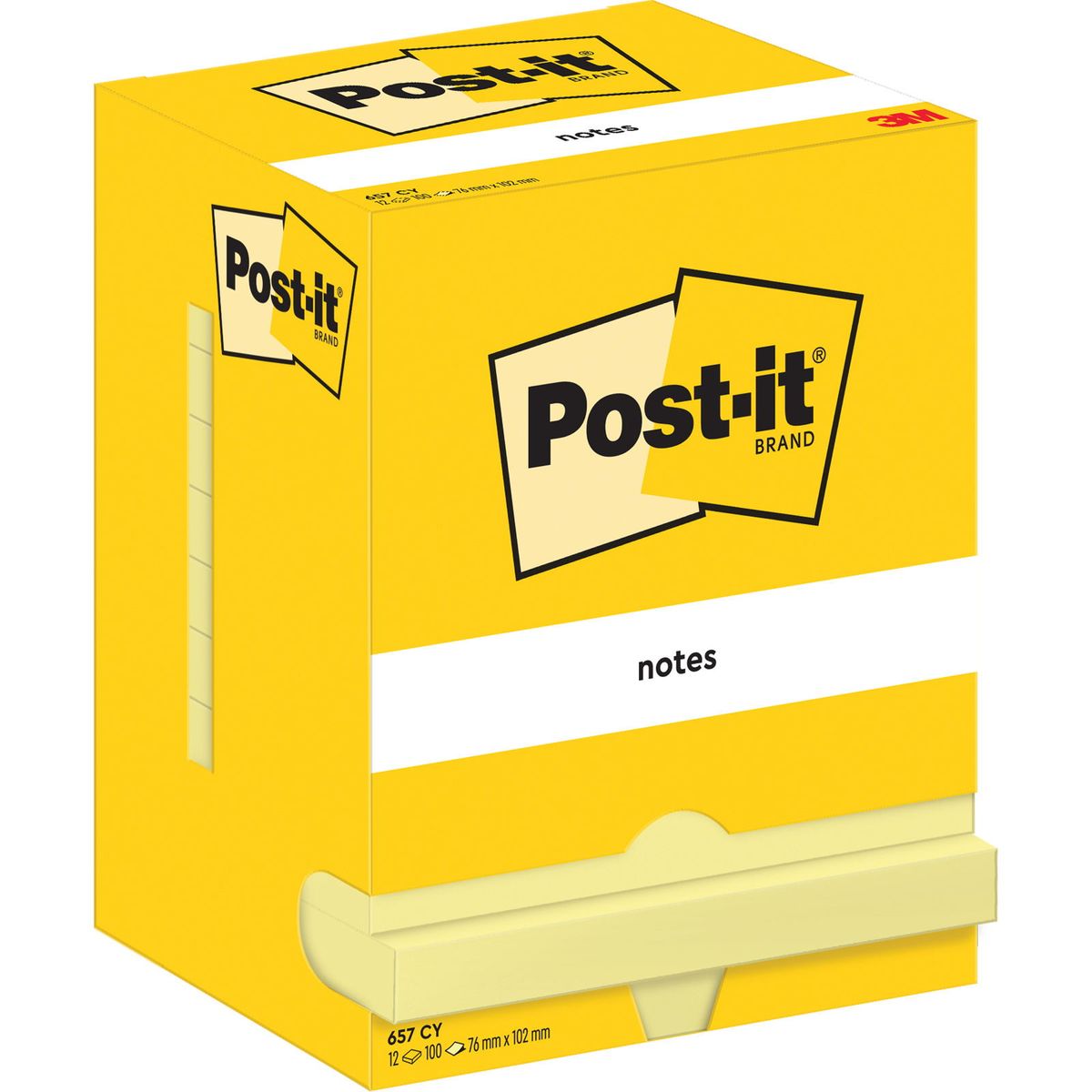 Post-it notesblok 76x102mm gul 12stk