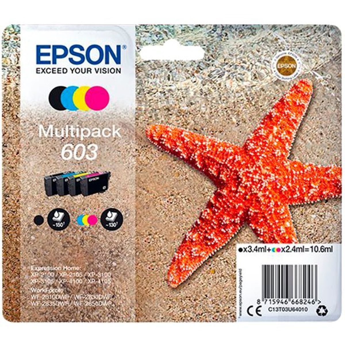 Epson 603 C13T03A94020 multipack (B/C/M/Y) blækpatron