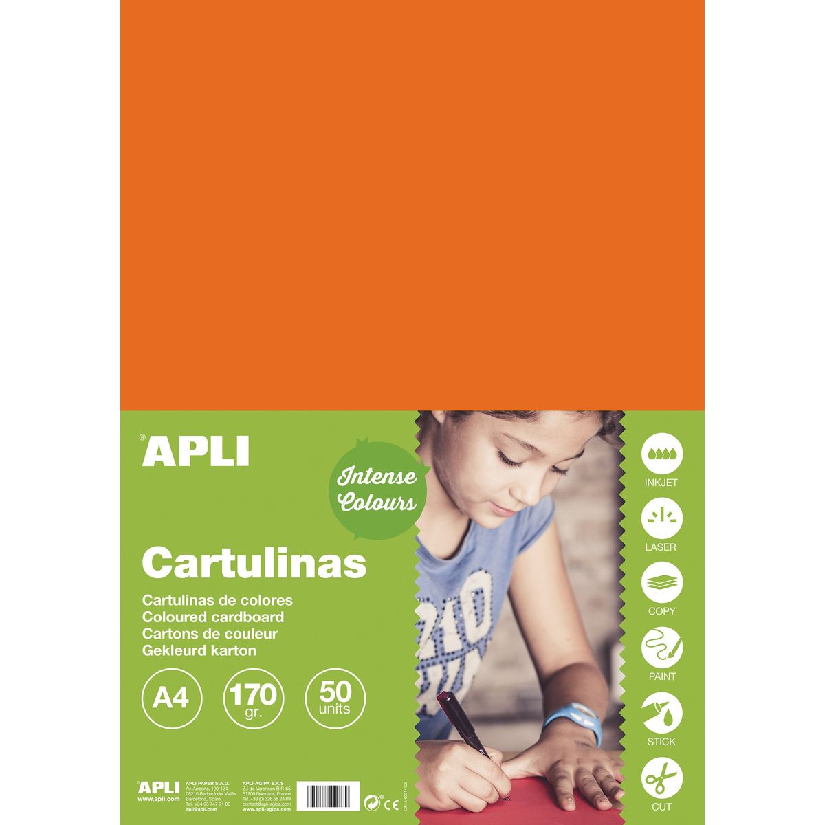 Apli karton A4 170g orange 50ark