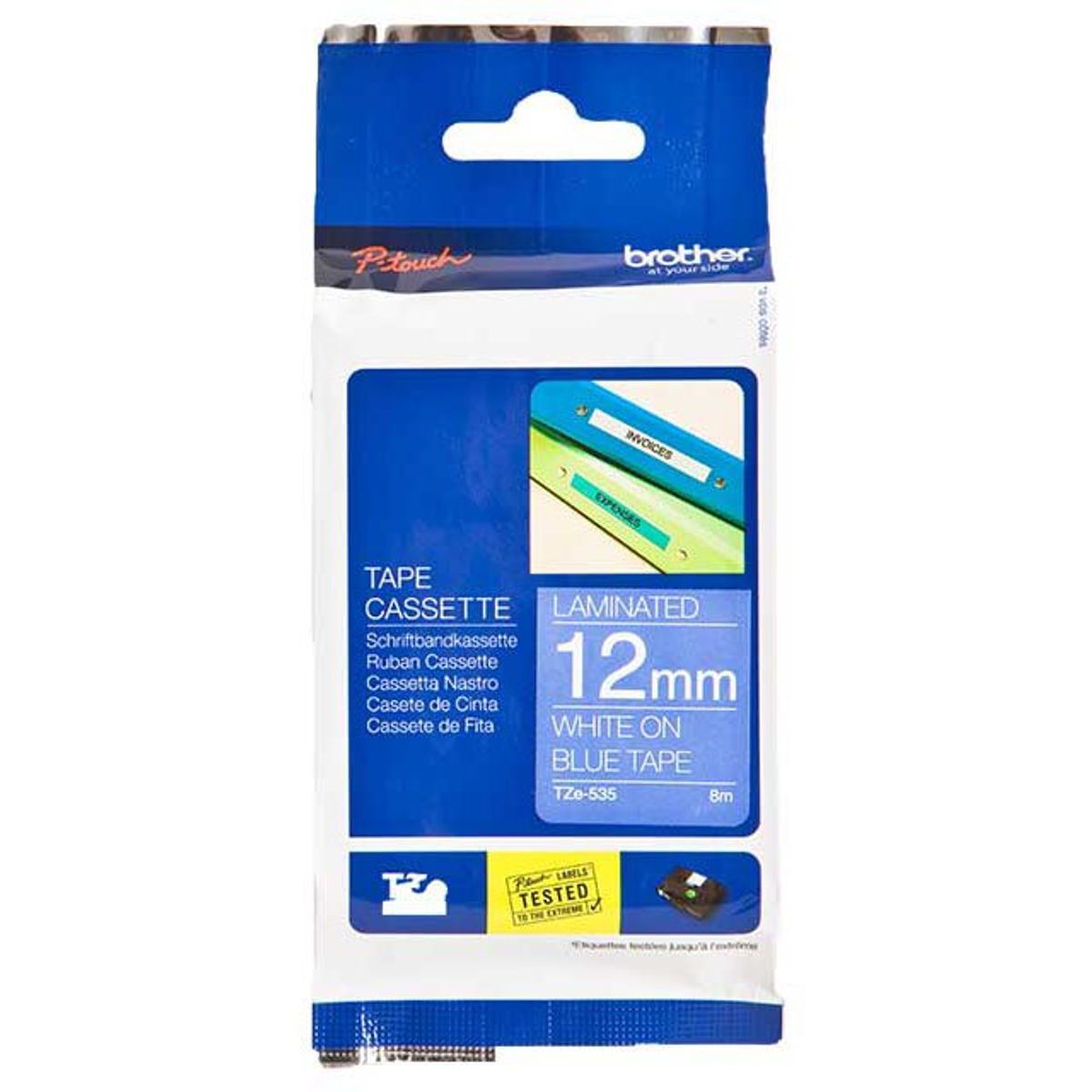 Brother TZe-tape TZE535 hvid;bla 12 mm x 8 m