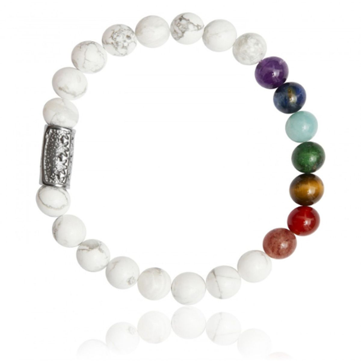 7 Chakra armbånd med hvid Howlite