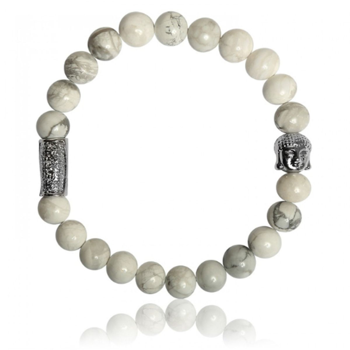 Howlite krystal armbånd med lille Buddha