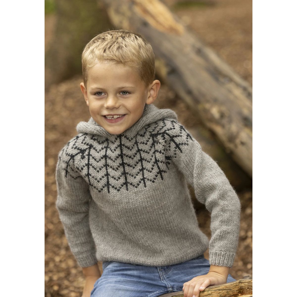 "Gunilla" genser med hætte - Viking Design 2332-11B Kit - 2 - 12 år - Viking Wool, fra Viking