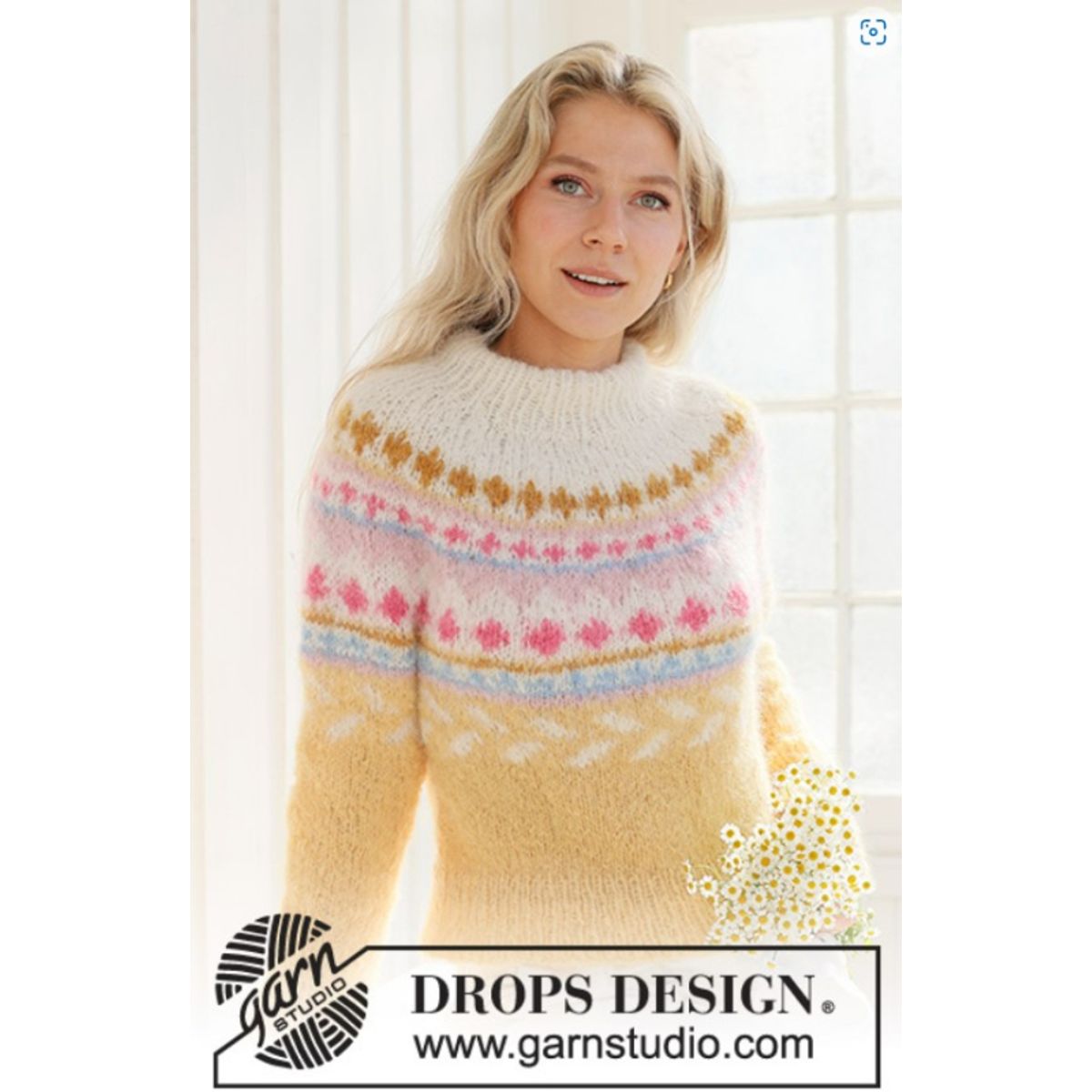 231-55 Lemon Meringue Sweater by DROPS Design, fra Viking