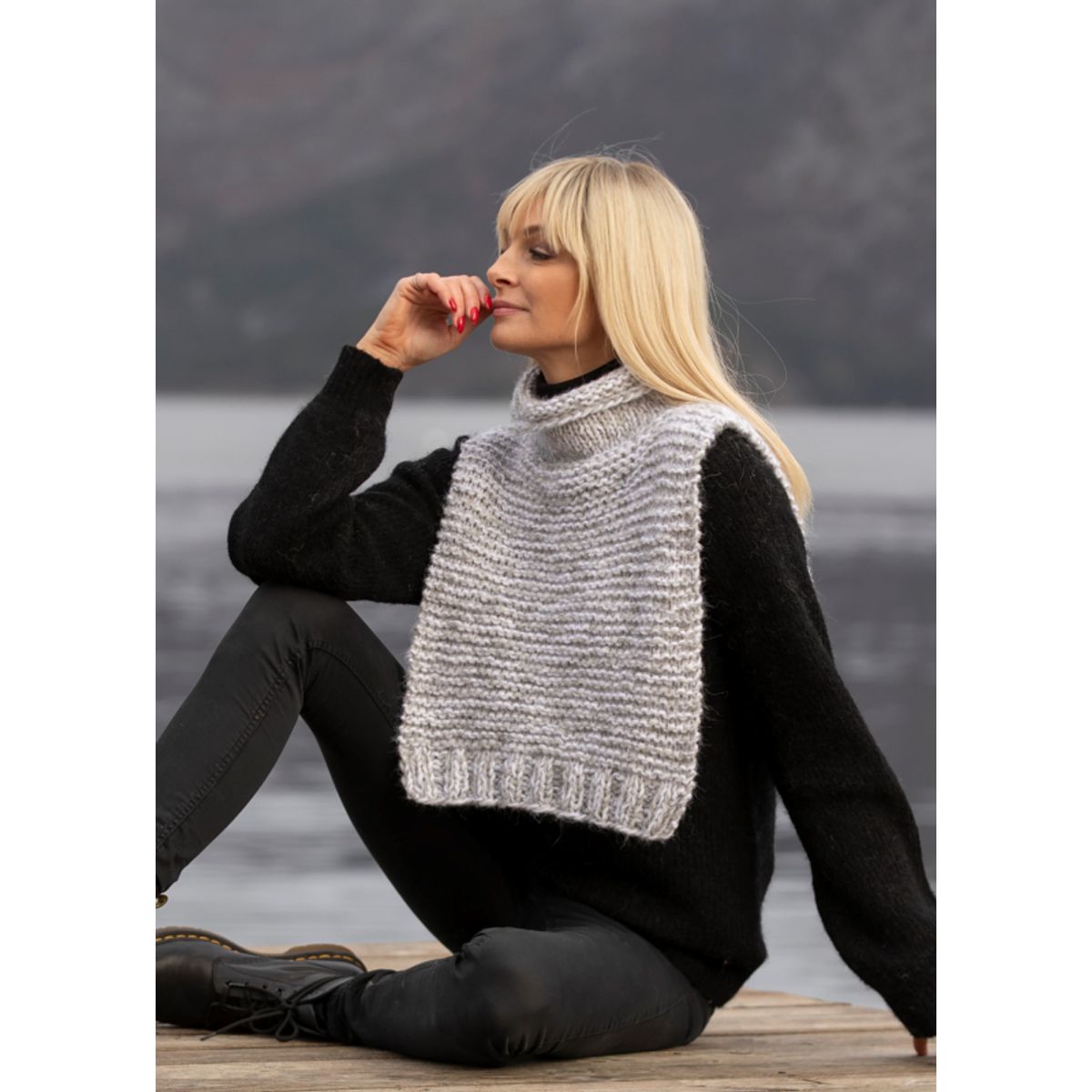 "Tikk" Hals i dobbelt garn - Viking Design 2033-2 Kit - Dame - Viking Alpaca Bris, fra Viking