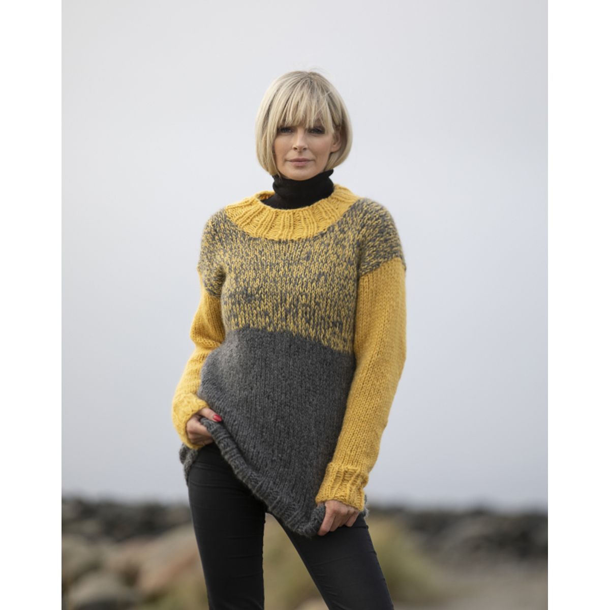 "Kos" Genser i dobbelt garn - Viking Design 2036-5 Kit - XS-XXL - Viking Alpaca Bris, fra Viking