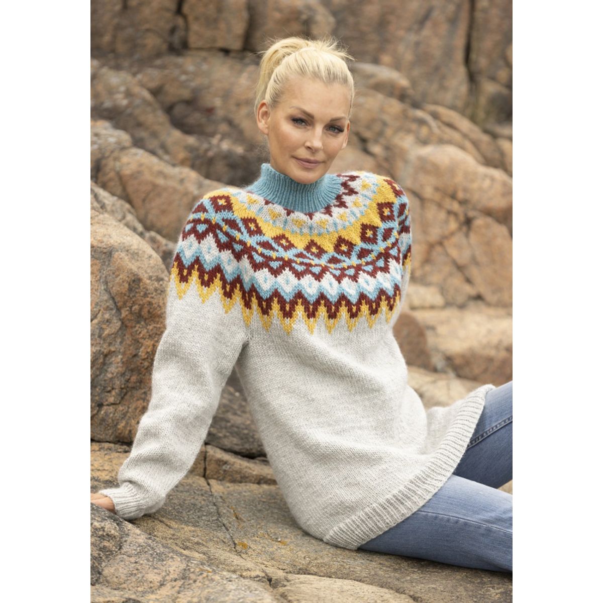 "Kraft" genser- Viking Design 2329-1A Kit - XS-XXL - Viking Wool, fra Viking