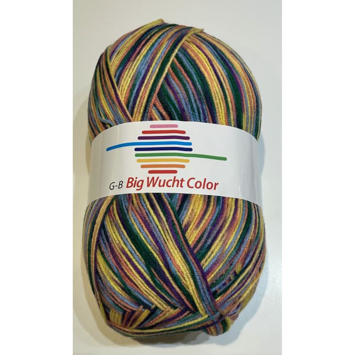 G-B Big Wucht Color - 21 Grøn - lilla - gul, Akrylgarn, fra G-B Garn